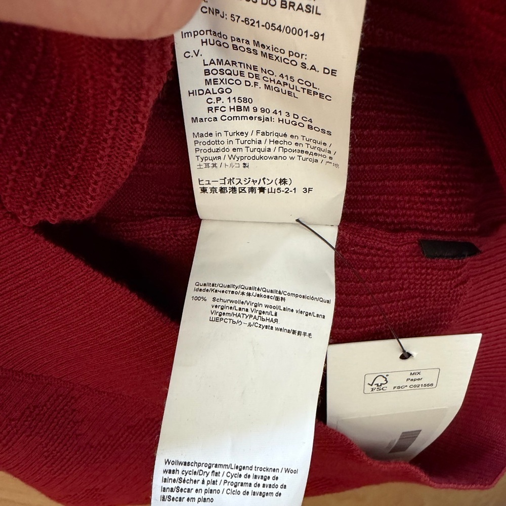 Hugo Boss Men’s V-Neck Wool Sweater in Rich Red - Picture 6 of 7